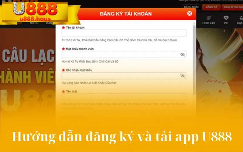 Hướng dẫn đăng ký và tải app U888